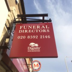 Dignity Funerals Branded Illuminated Projecting Sign