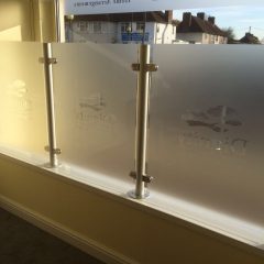 Privacy Acrylic Post Mounted Signs with Etched Detailing